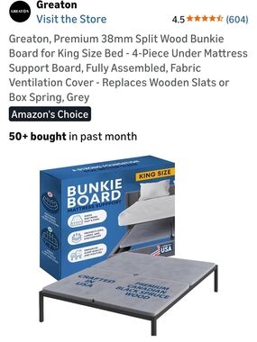 Greatonu Grey Bunkie Board - King Size Under Mattress Support